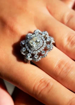 Bague Brillant Princesse Or Blanc et Diamant