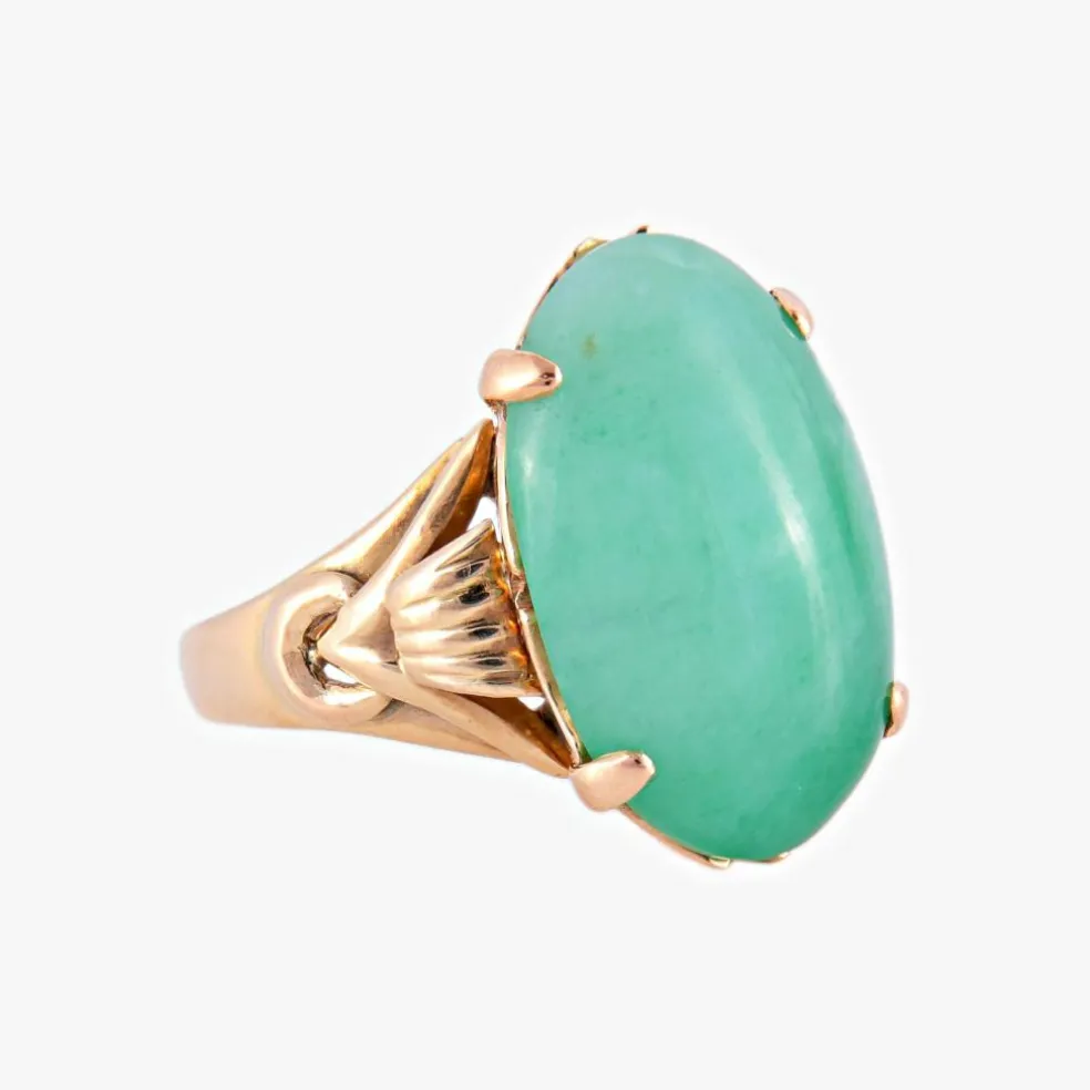 Bague cabochon de jade
