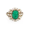 Bague cabochon en diamant émeraude, bague de fiançailles en or vintage avec pierres précieuses