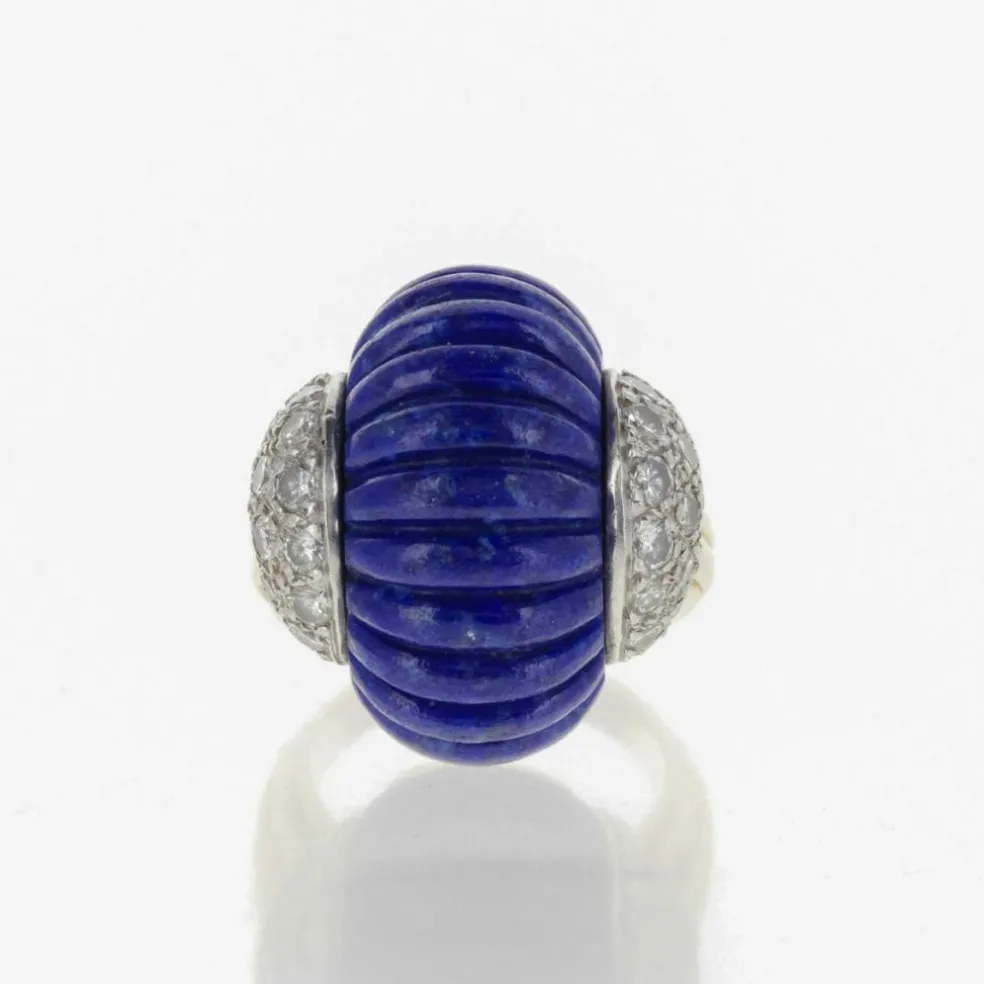 Bague cabochon lapis-lazuli Or Et Diamants
