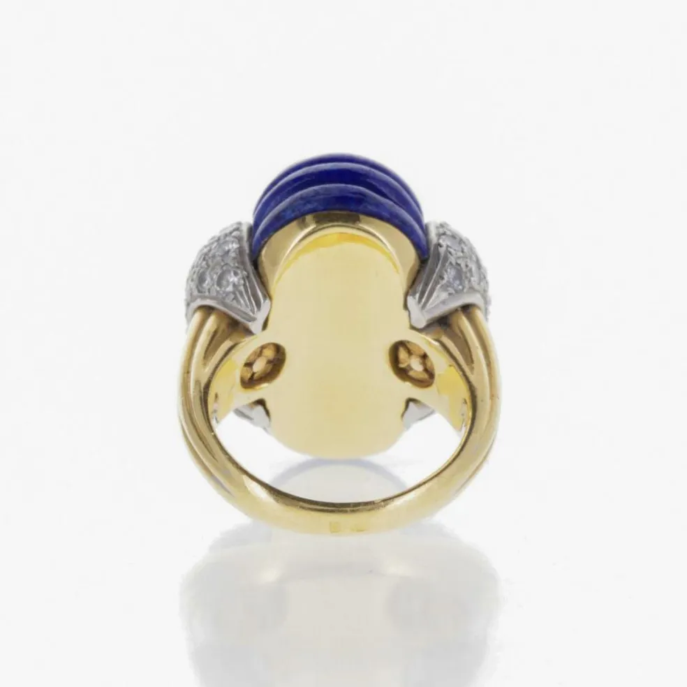 Bague cabochon lapis-lazuli Or Et Diamants