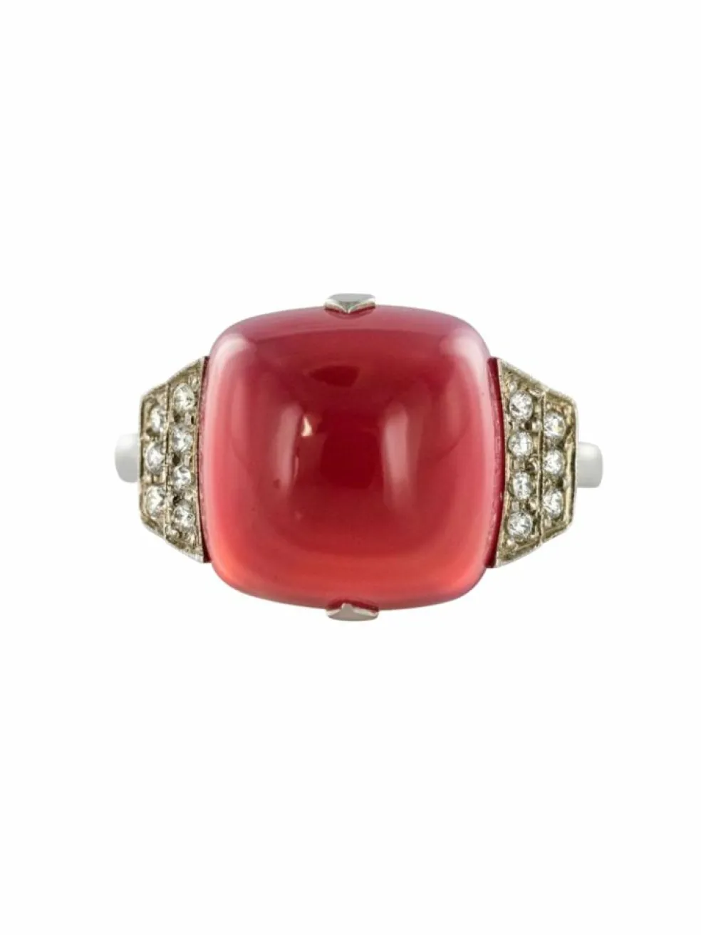 Bague Calcédoine pain de sucre et Diamants