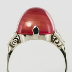 Bague Calcédoine pain de sucre et Diamants