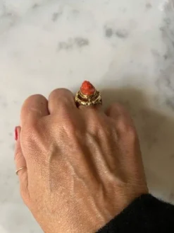 Bague camée Or jaune Corail