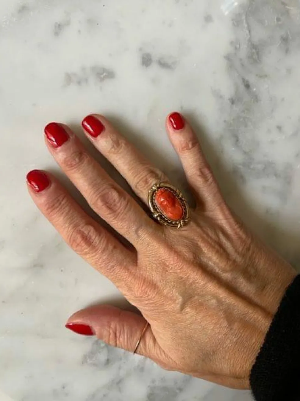 Bague camée Or jaune Corail