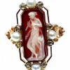 Bague camée sur agate perles fines diamants