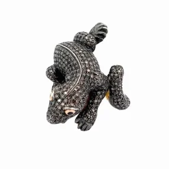 Bague caméléon or jaune argent diamants