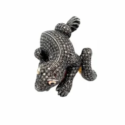 Bague caméléon or jaune argent diamants