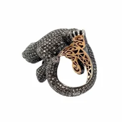 Bague caméléon or jaune argent diamants