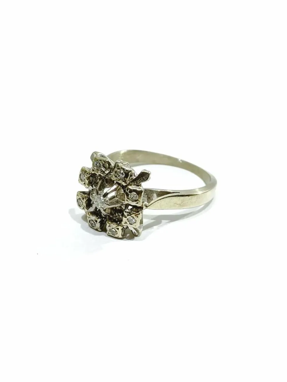 Bague Carrée Or Blanc Diamants