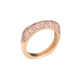 Bague Carrée Saphir Rose Pavé Or Rose