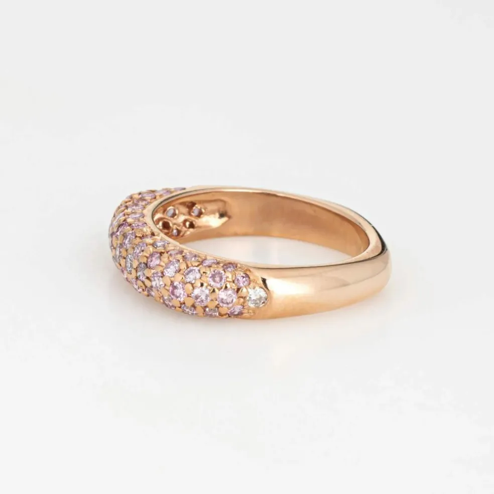 Bague Carrée Saphir Rose Pavé Or Rose
