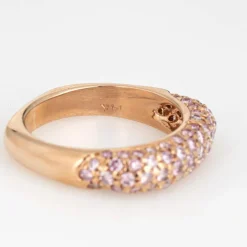 Bague Carrée Saphir Rose Pavé Or Rose