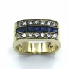 Bague carrée Saphirs Diamants