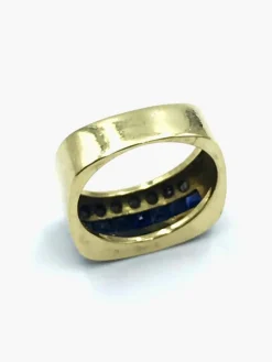 Bague carrée Saphirs Diamants