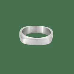 BAGUE CARREE OR BLANC BROSSE