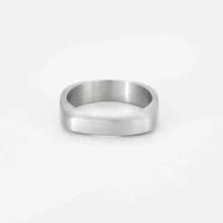 BAGUE CARREE OR BLANC BROSSE