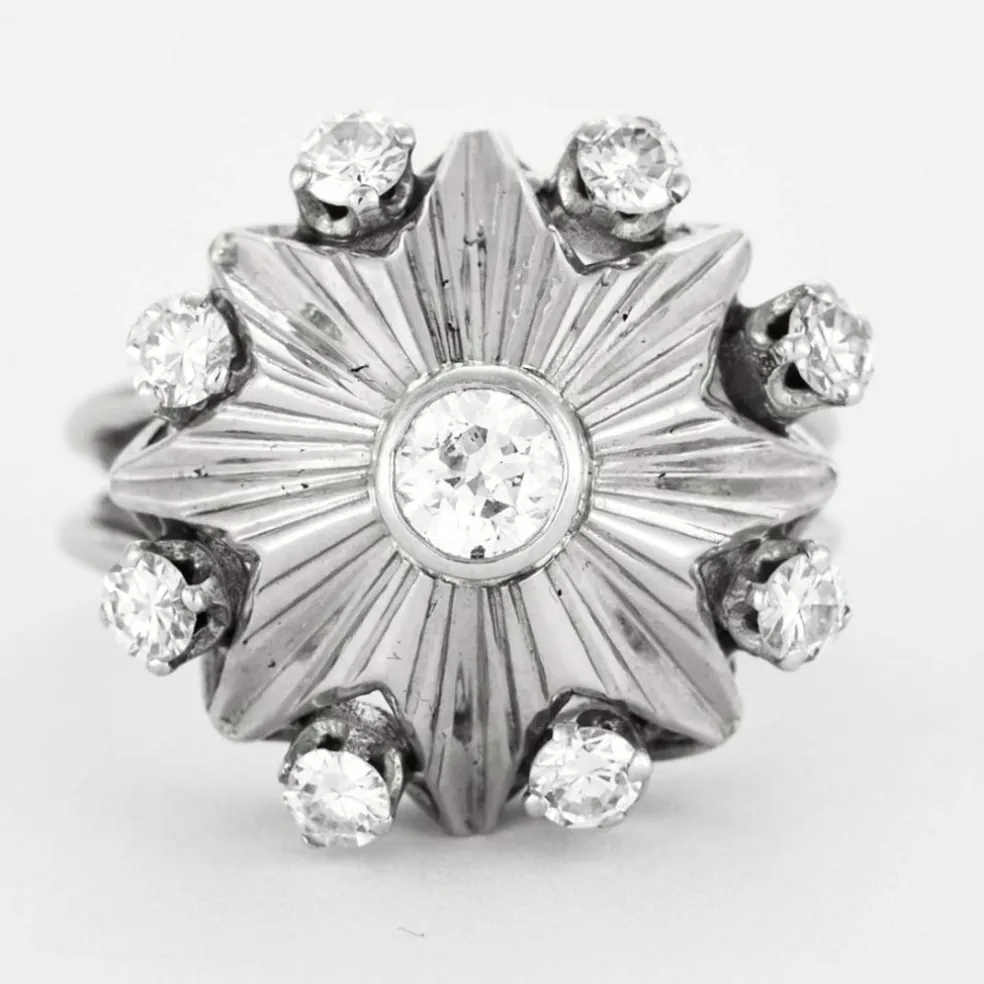Bague Carrousel - platine, or gris et diamants