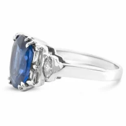 Bague Ceylan or gris saphir bleu diamants