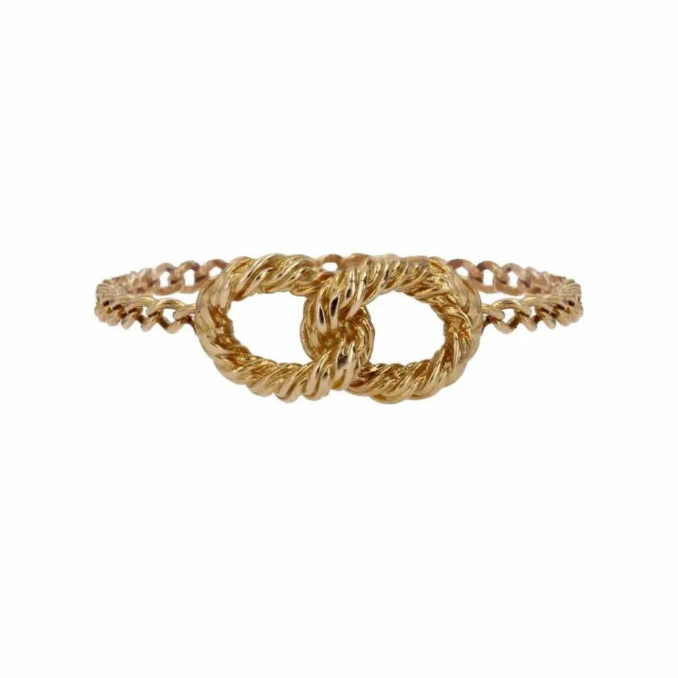 Bague chaine or jaune boucles entrelacées
