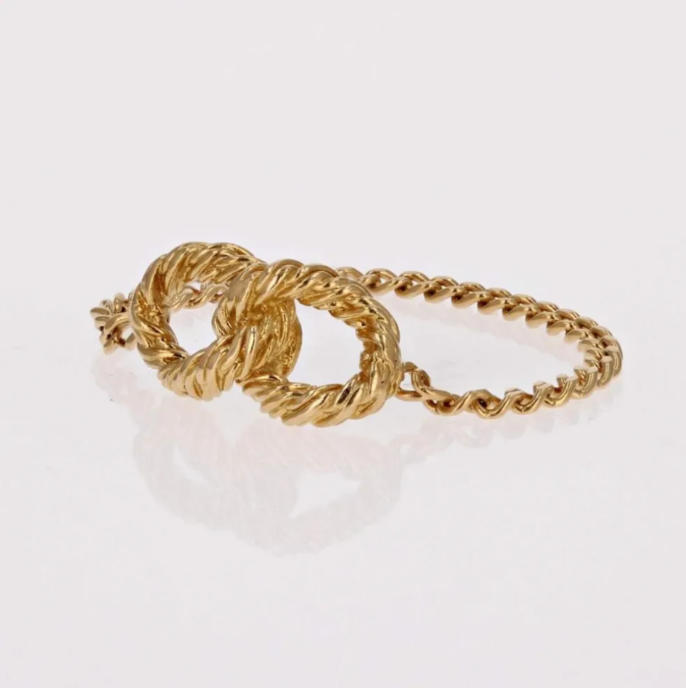 Bague chaine or jaune boucles entrelacées
