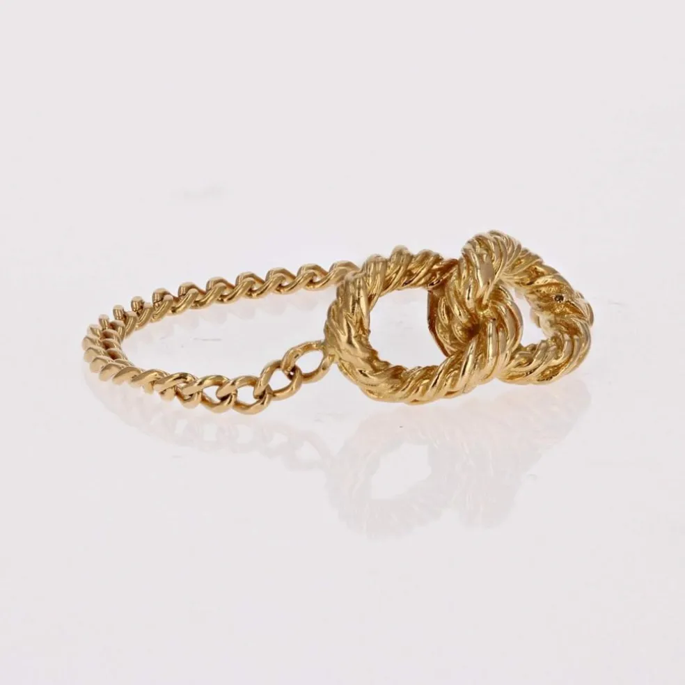 Bague chaine or jaune boucles entrelacées