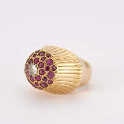 Bague Champignon Diamant Rubis