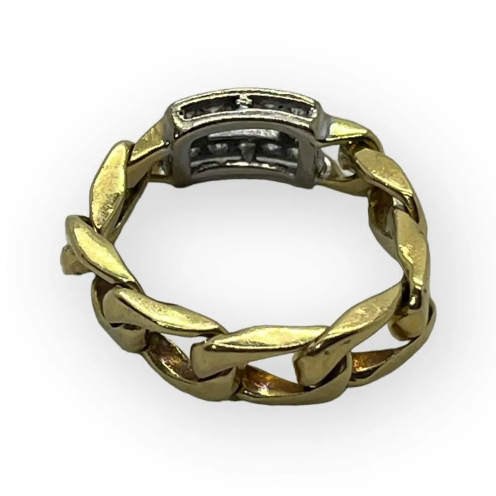 Bague Chaîne deux ors et diamants
