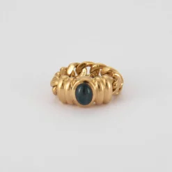 Bague chaîne en Or jaune & saphir