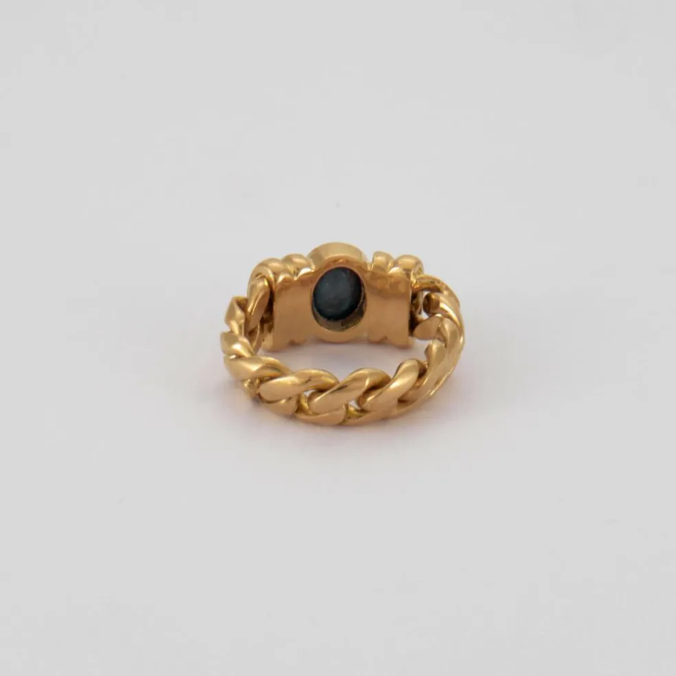 Bague chaîne en Or jaune & saphir