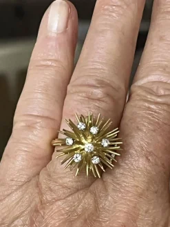 Bague Chardon Or Jaune Diamants