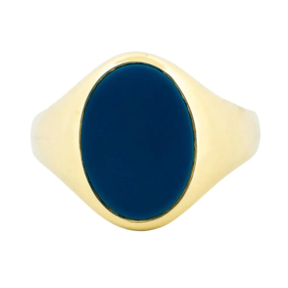 Bague Chevalière Agate bleue