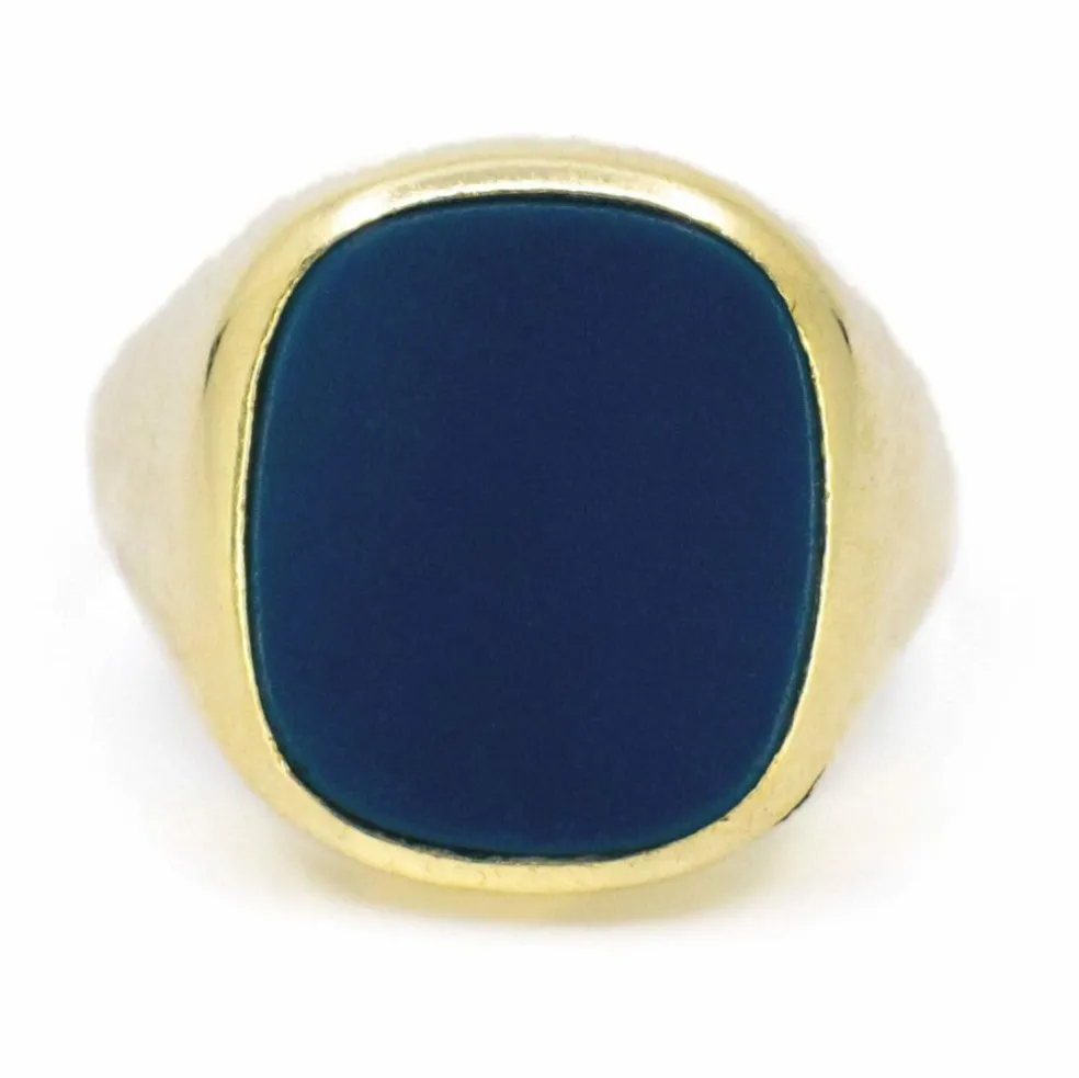 Bague chevalière Agate bleue