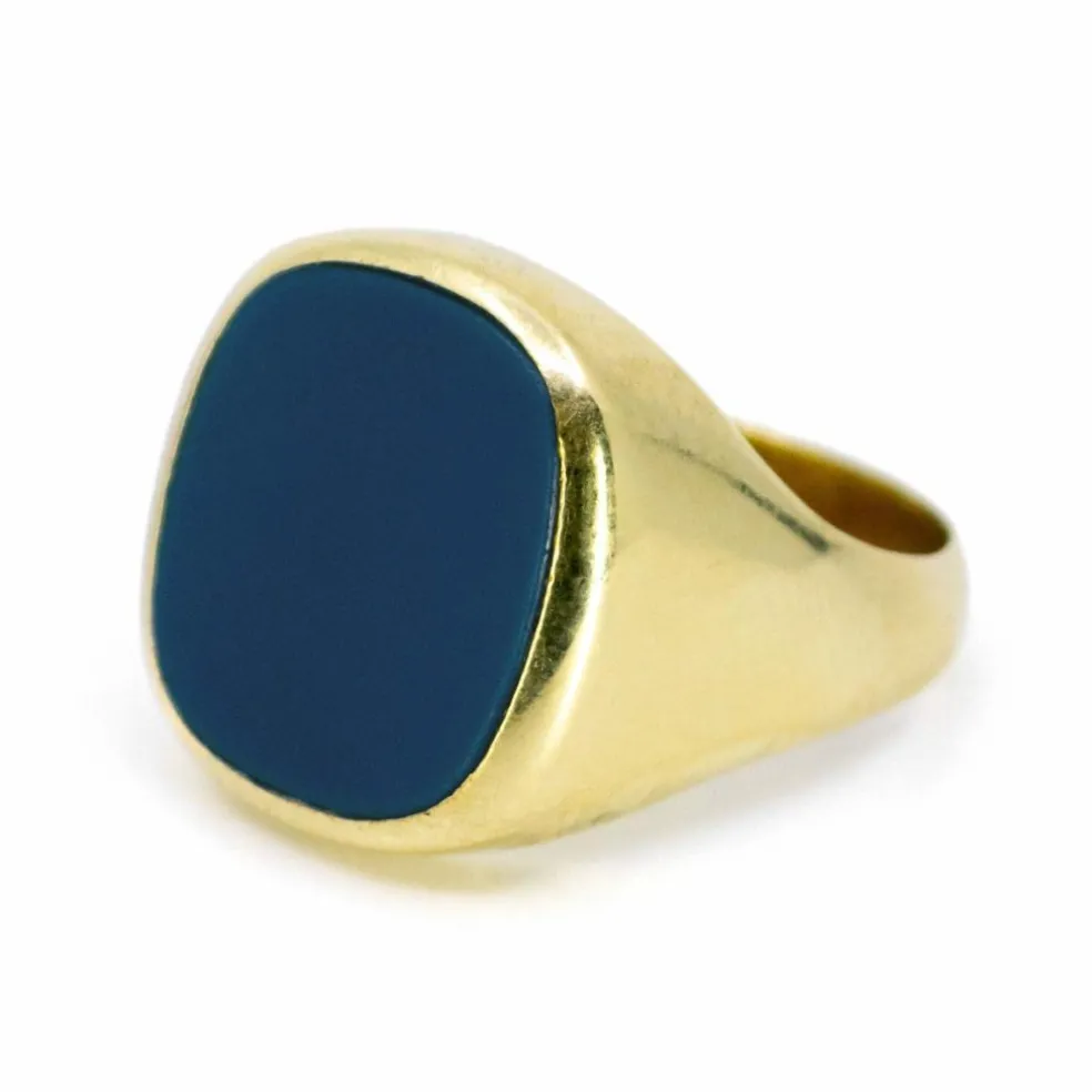 Bague chevalière Agate bleue