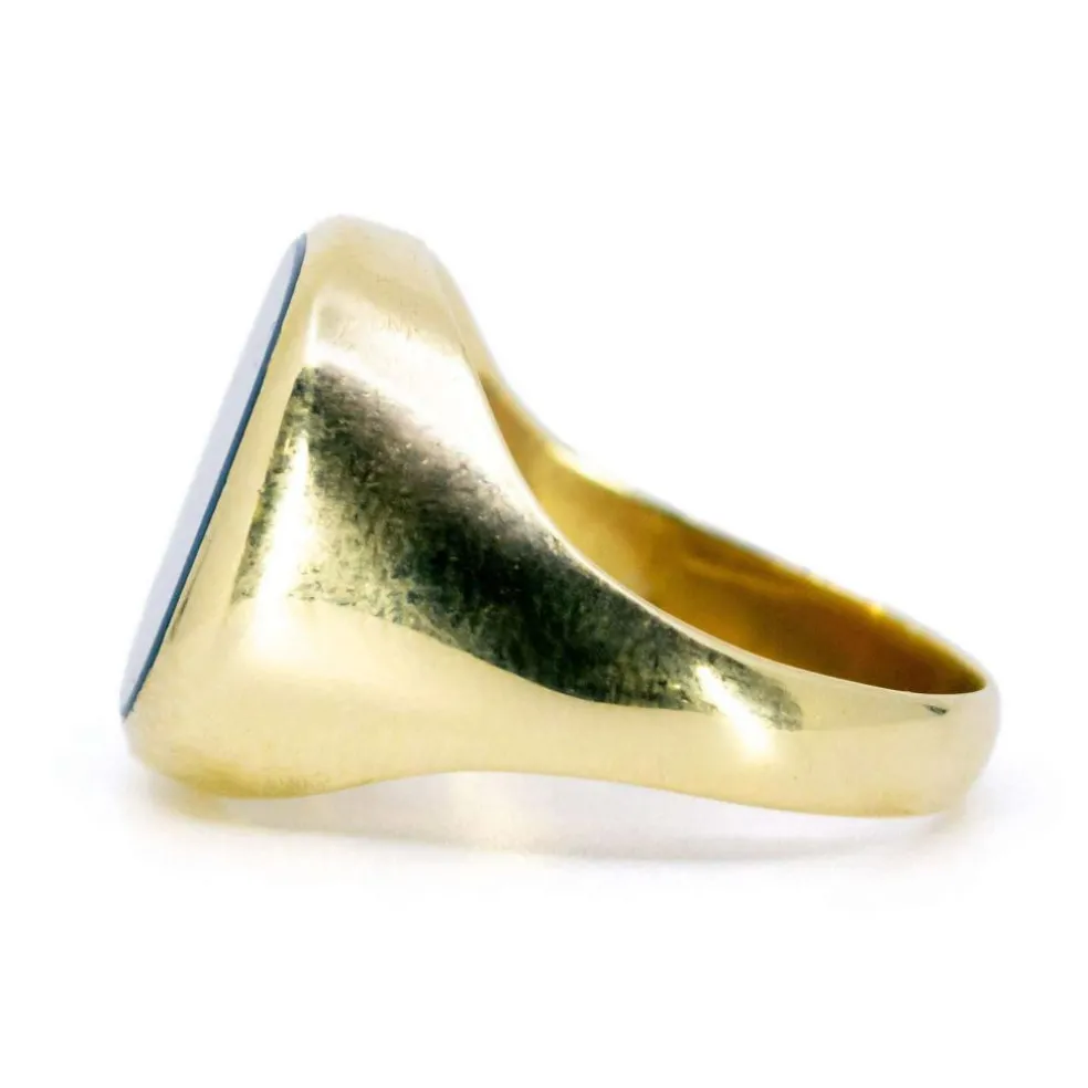 Bague chevalière Agate bleue
