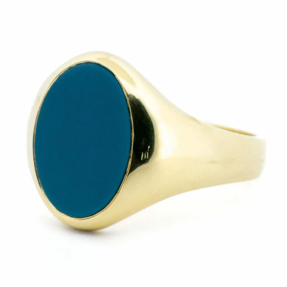 Bague Chevalière Agate bleue