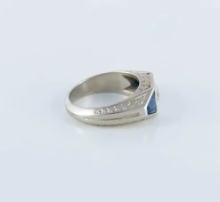 Bague chevalière Art Déco, diamant et saphirs