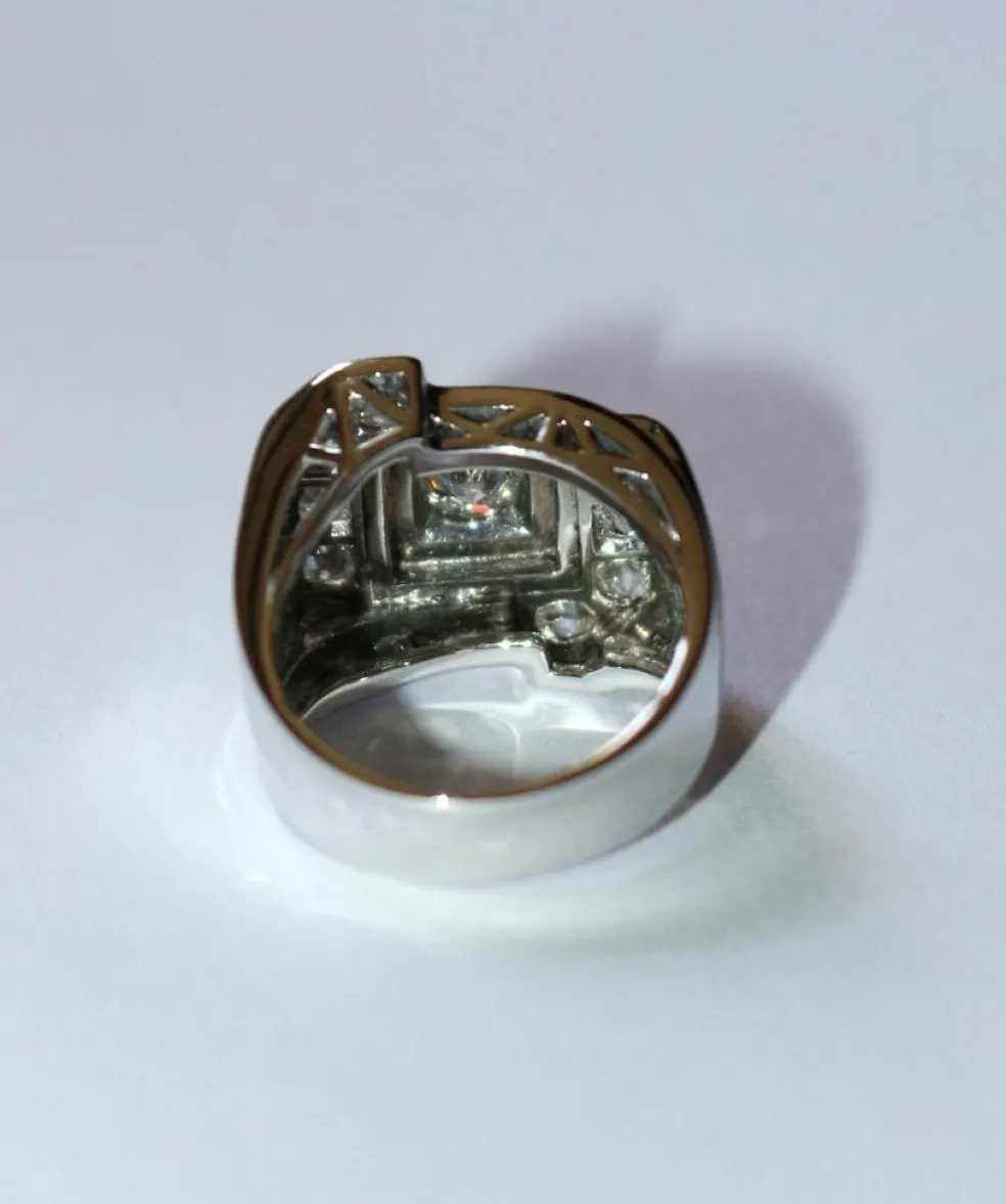 Bague Chevalière Art Déco Or Platine Diamants