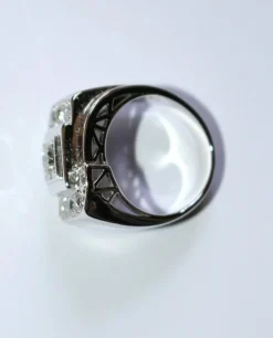 Bague Chevalière Art Déco Or Platine Diamants