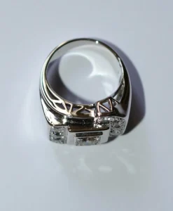 Bague Chevalière Art Déco Or Platine Diamants