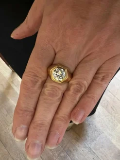 Bague Chevalière diamant 2.35 Carats (Certificat)