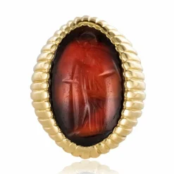 Bague chevalière godronnée intaille
