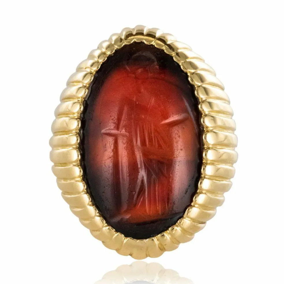 Bague chevalière godronnée intaille