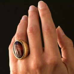 Bague chevalière godronnée intaille