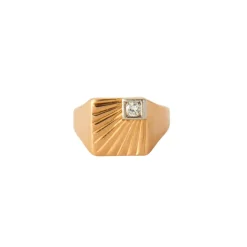 Bague Chevalière massive or jaune et diamant