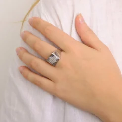 Bague Chevalière or blanc