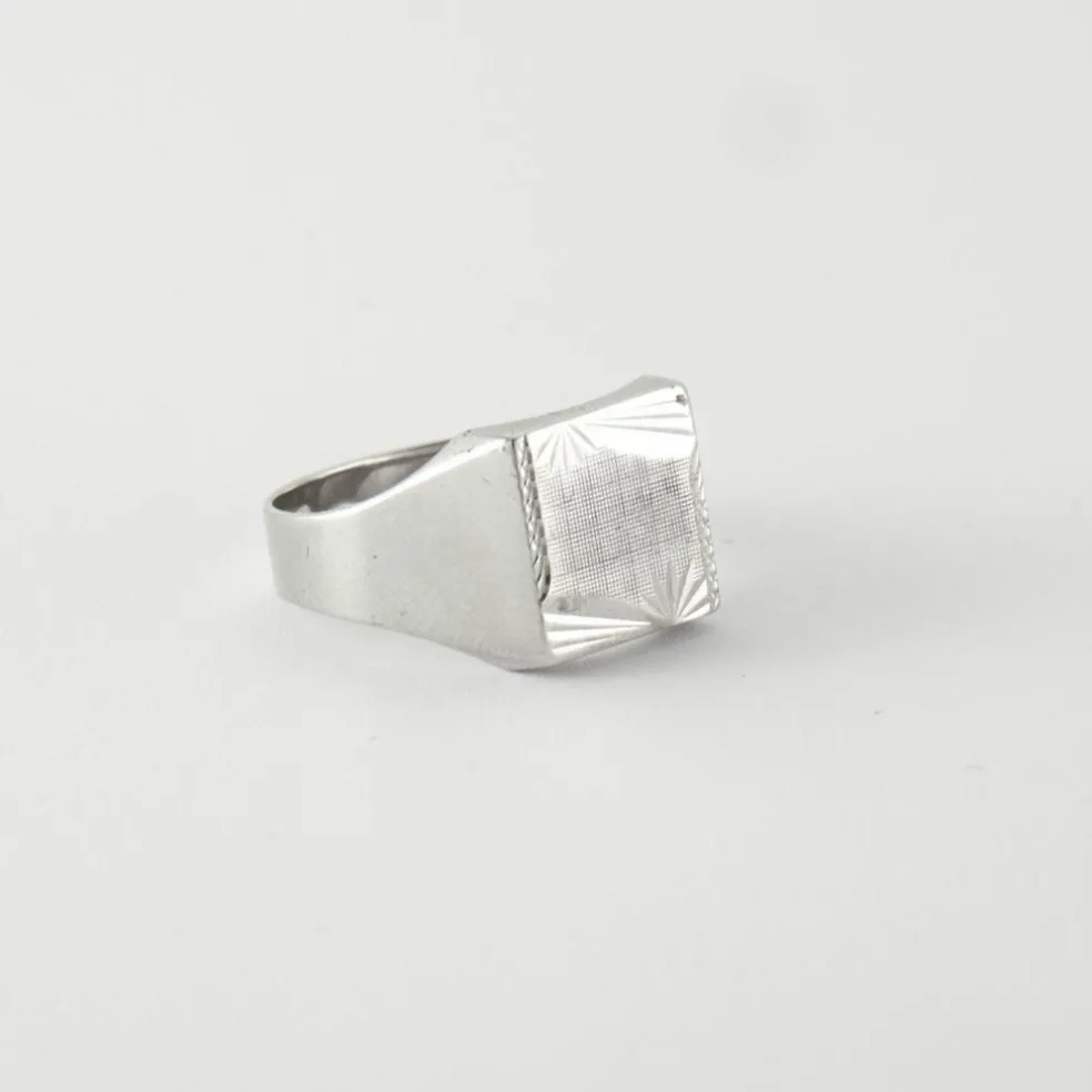 Bague Chevalière or blanc