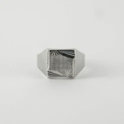 Bague Chevalière or blanc