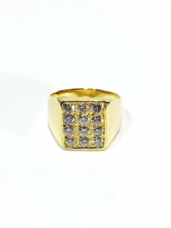 Bague Chevalière or et diamants