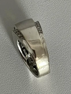 Bague Chevalière Or Gris Péridot Diamants
